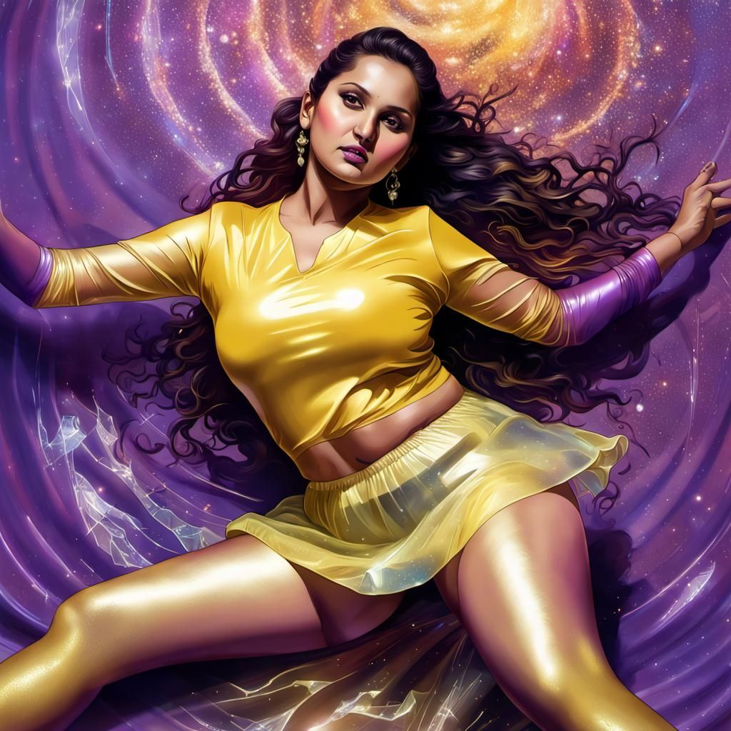 Holographic Astral Illustration of a Plus-Size Woman