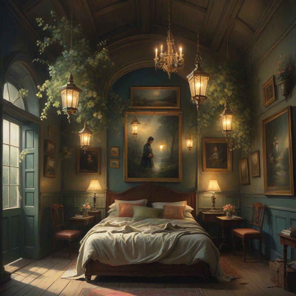 Warm and Inviting Winter Scene in Painterly Style