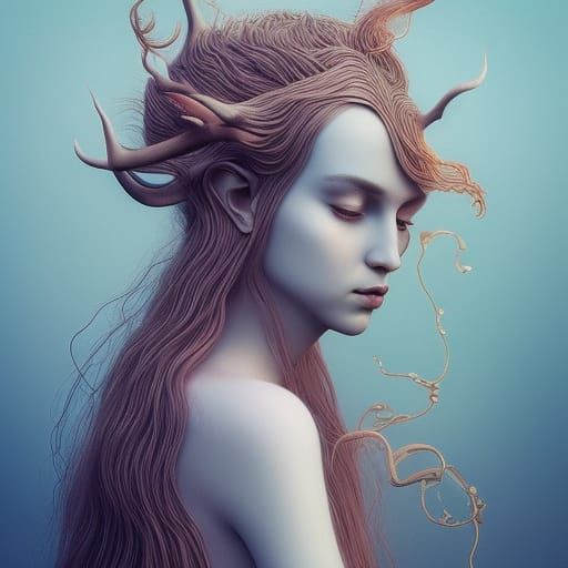 Elvish Deity Portrait in Digital Art Style