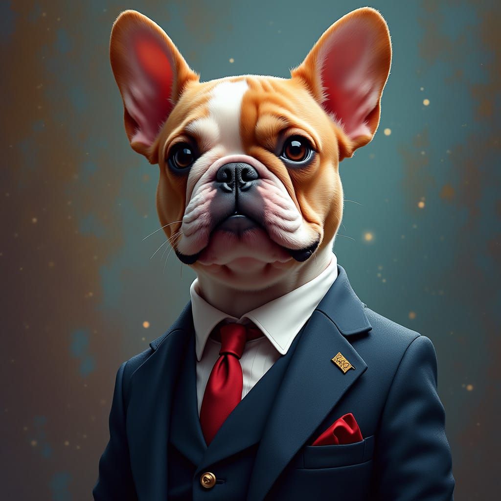 Surreal Bulldog in Formal Attire