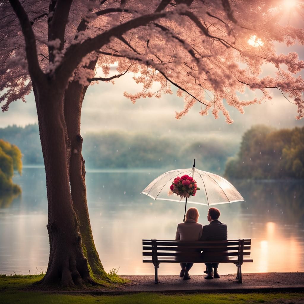 Romantic Rainy Day by the Lake