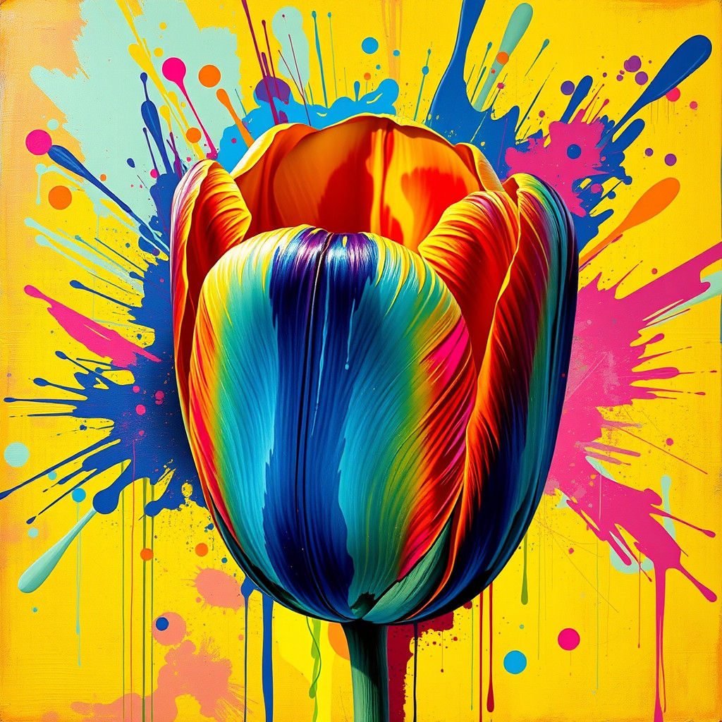 Vibrant Tulip in Street Art Style
