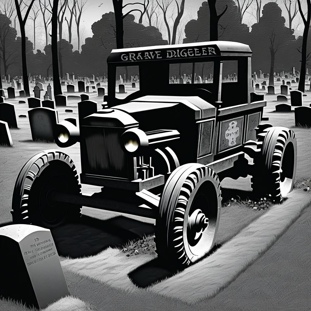 Grave Digger in an Old Cemetery