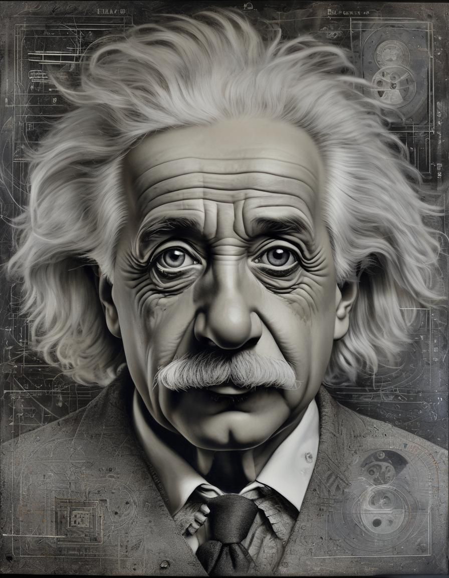 Einstein Portrait in Avant-Garde Spectrolite Style
