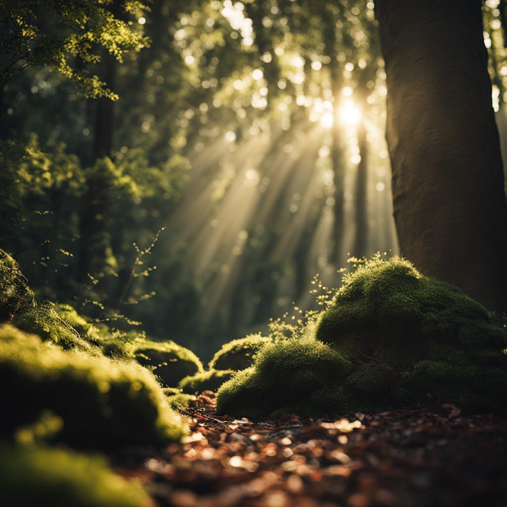 Hyper-Realistic Forest Photography at Golden Hour