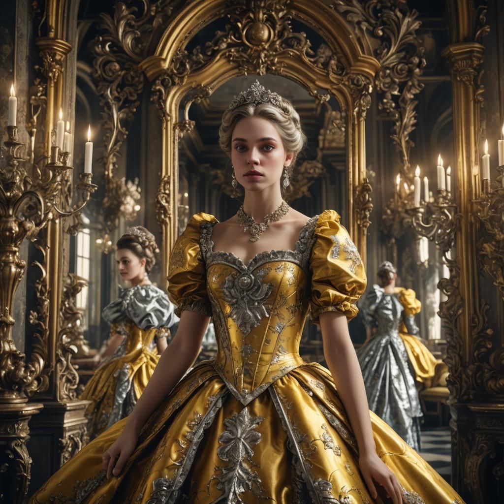 Baroque Twin Princesses in Silver Dresses