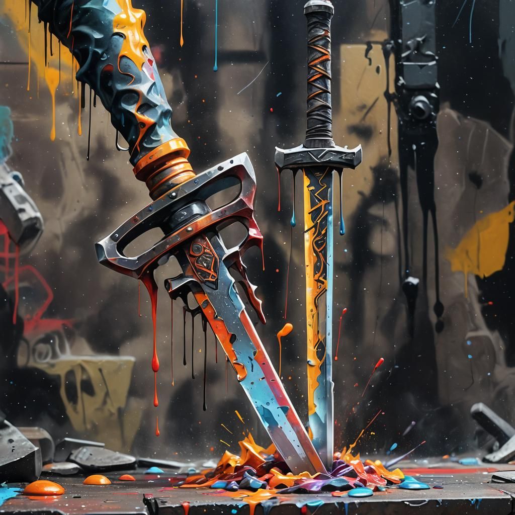 Blacksmith Creates Legendary Sword: Graffiti Street Art