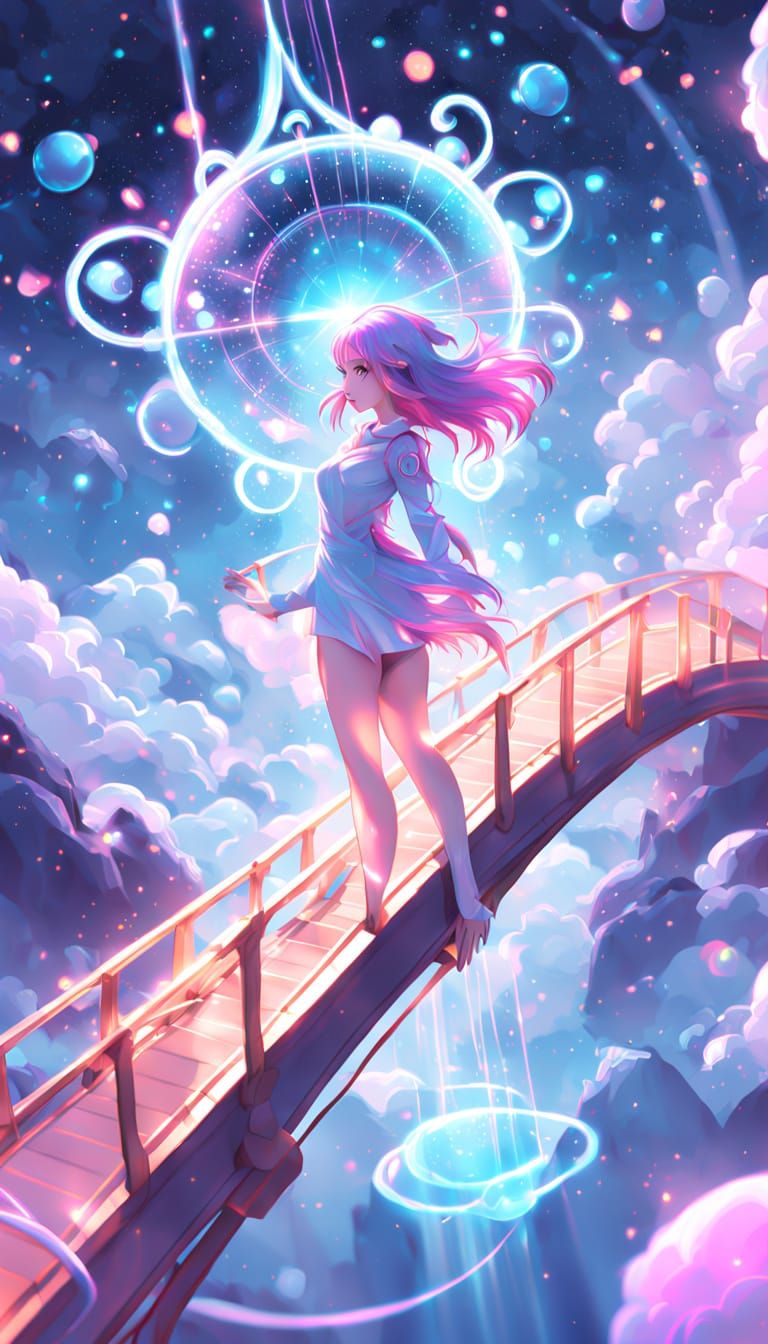 Glowing Cosmic Bridge Connects Floating Islands in the Sky