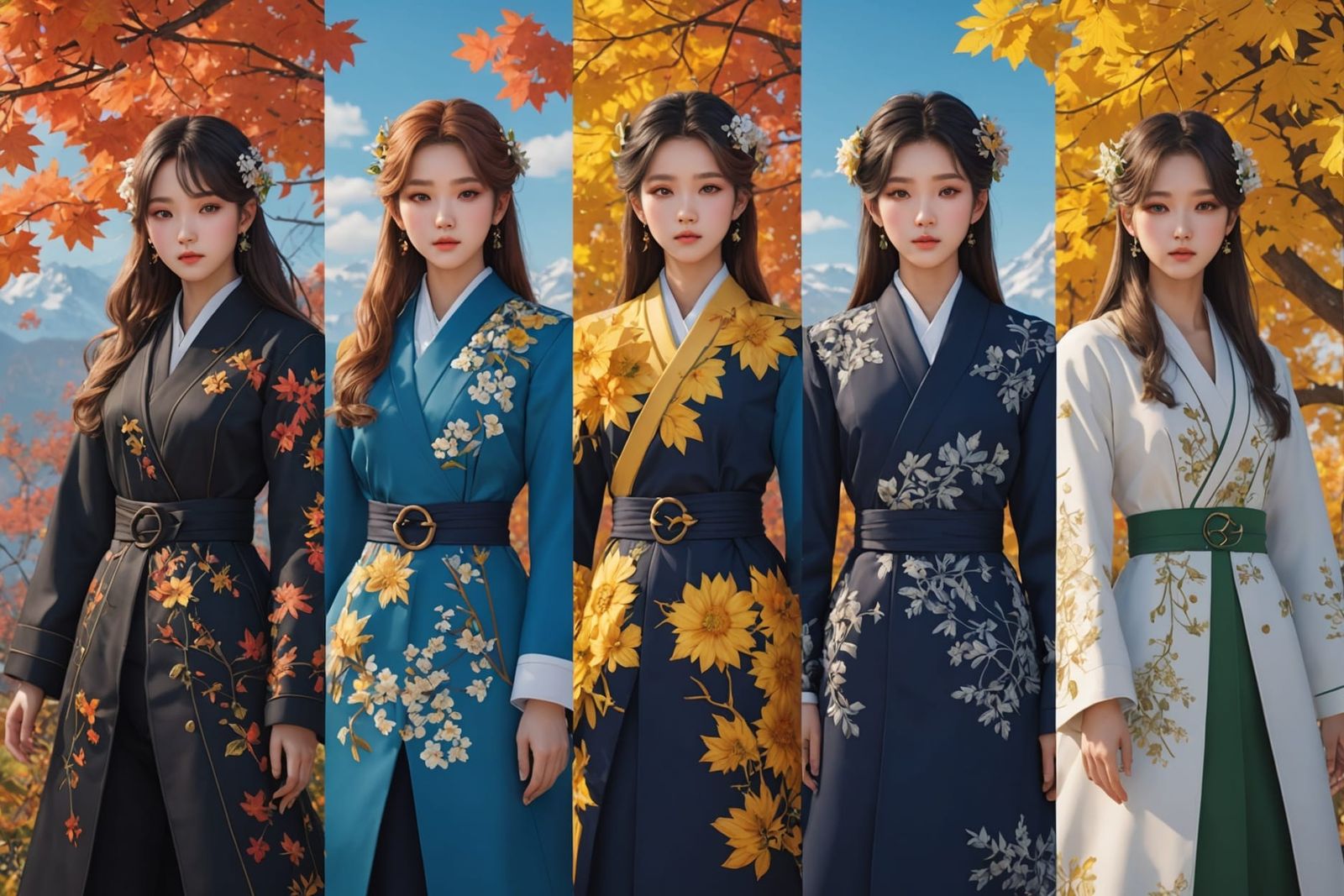 K-Pop Stars as Four Seasons: 3D Anime Art