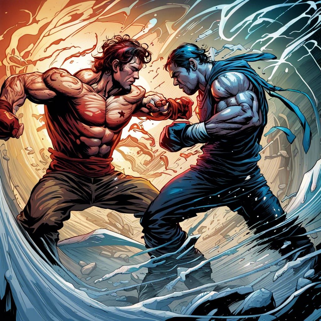 Intense Comic Book Fight Scene Illustration