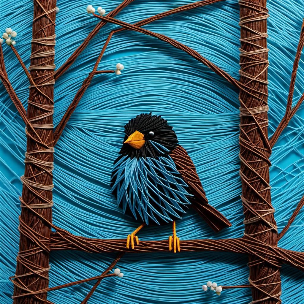 String Art Bird on a String Tree
