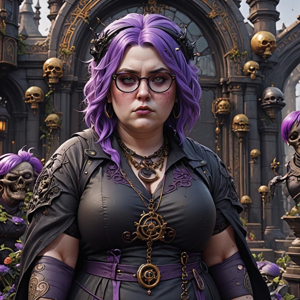 Goth Girl with Purple Hair: Detailed Digital Art
