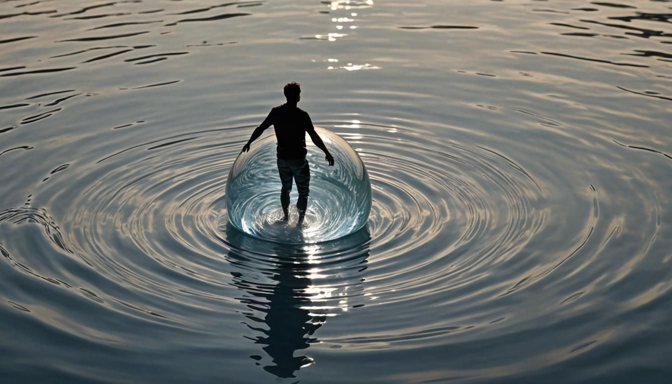Epic Wave Inside Glass Orb with Silhouette