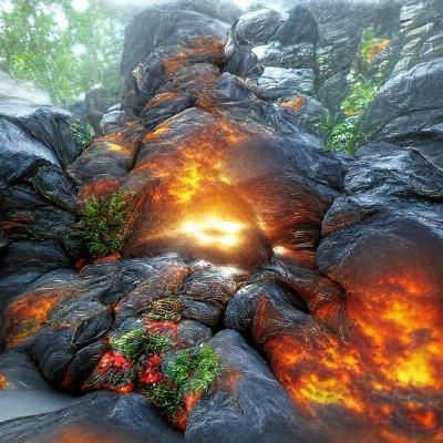 Erupting Lava Field: A Display of Volcanic Activity