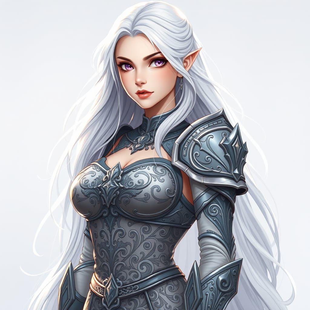 Elegant Elvish Woman in Anime Fantasy Style