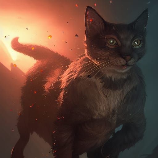 Glue Cat Boss Battle: Dark Fantasy Art