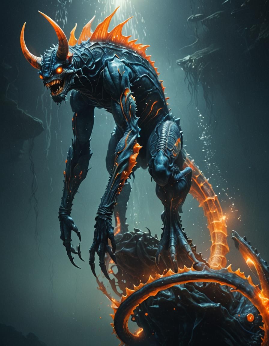 Eerie Deep Sea Creature in Dark Fantasy Style