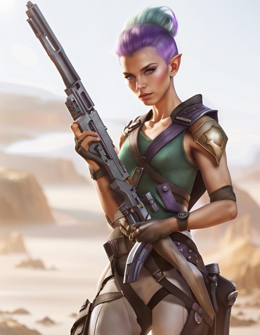 Androgynous Elf Soldier in Military Fantasy Style