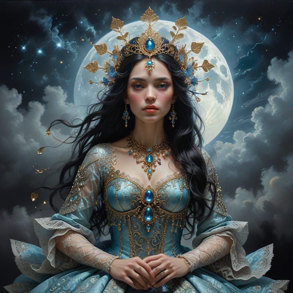 Majestic Being in Turbulent Nocturnal Landscape