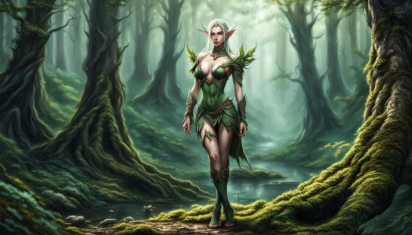Artistic Full Body Elf in Forest