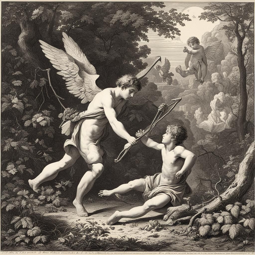 Goddess Afrodite Falls in Love with Satyr in Enchanted Fores...