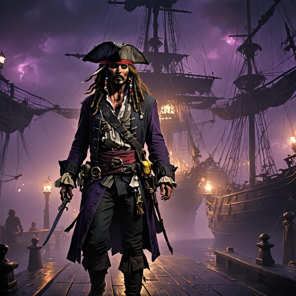 Captain Jack Sparrow in Dark Fantasy Art Nouveau Style