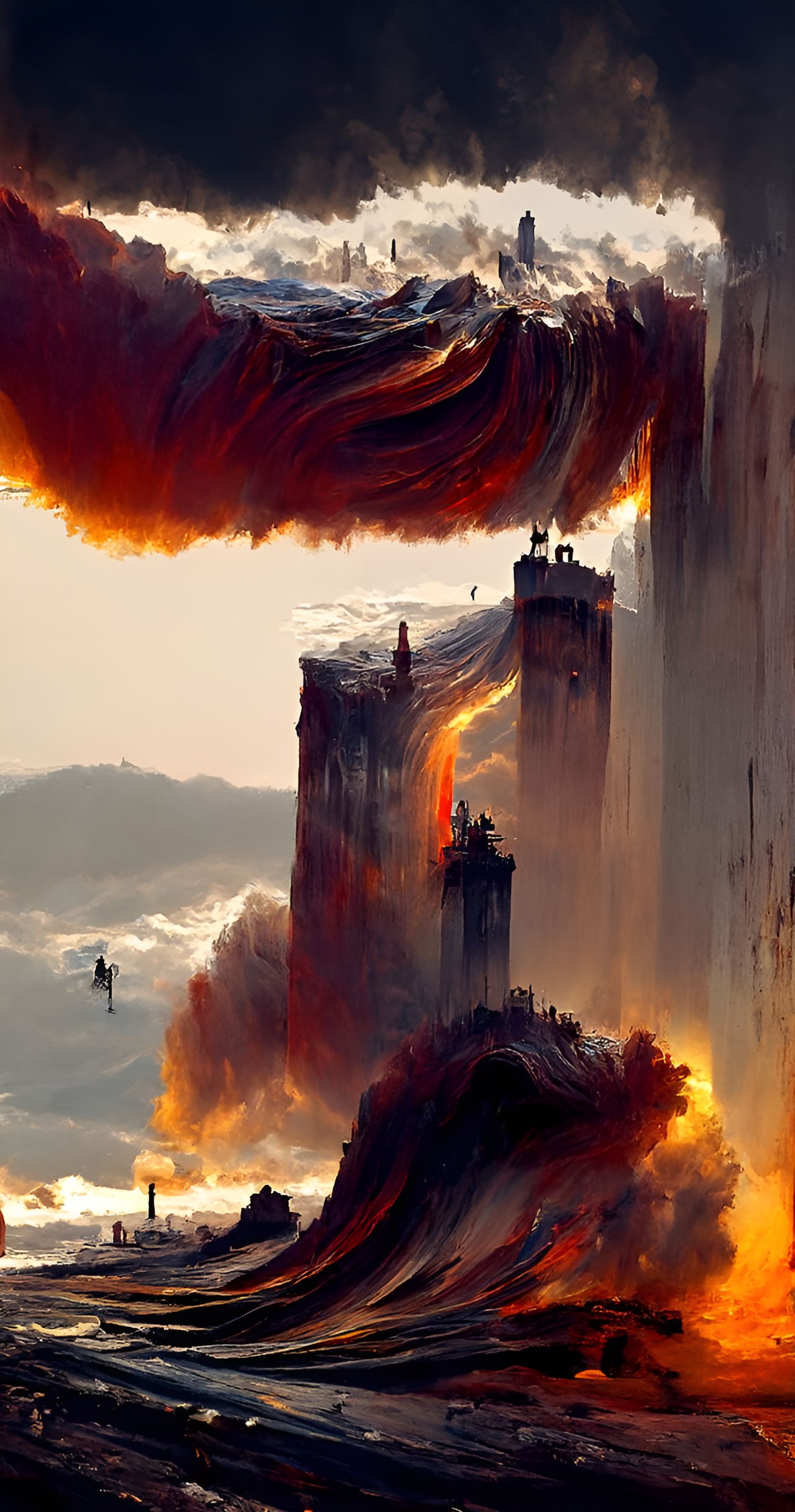 Flaming Tower Hit by Wave: Romanticism and Expressionism