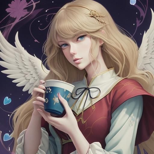 Taylor Swift as Phoenix Tarot Reader in Anime Style