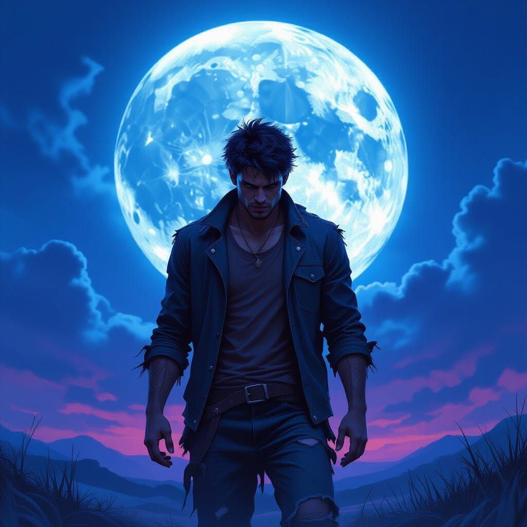 Werewolf Transformation Under a Luminous Moon