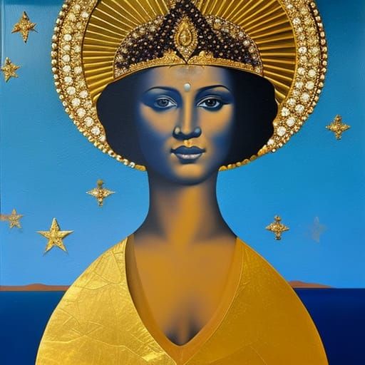 Portrait with Gold Leaf in Renaissance Style