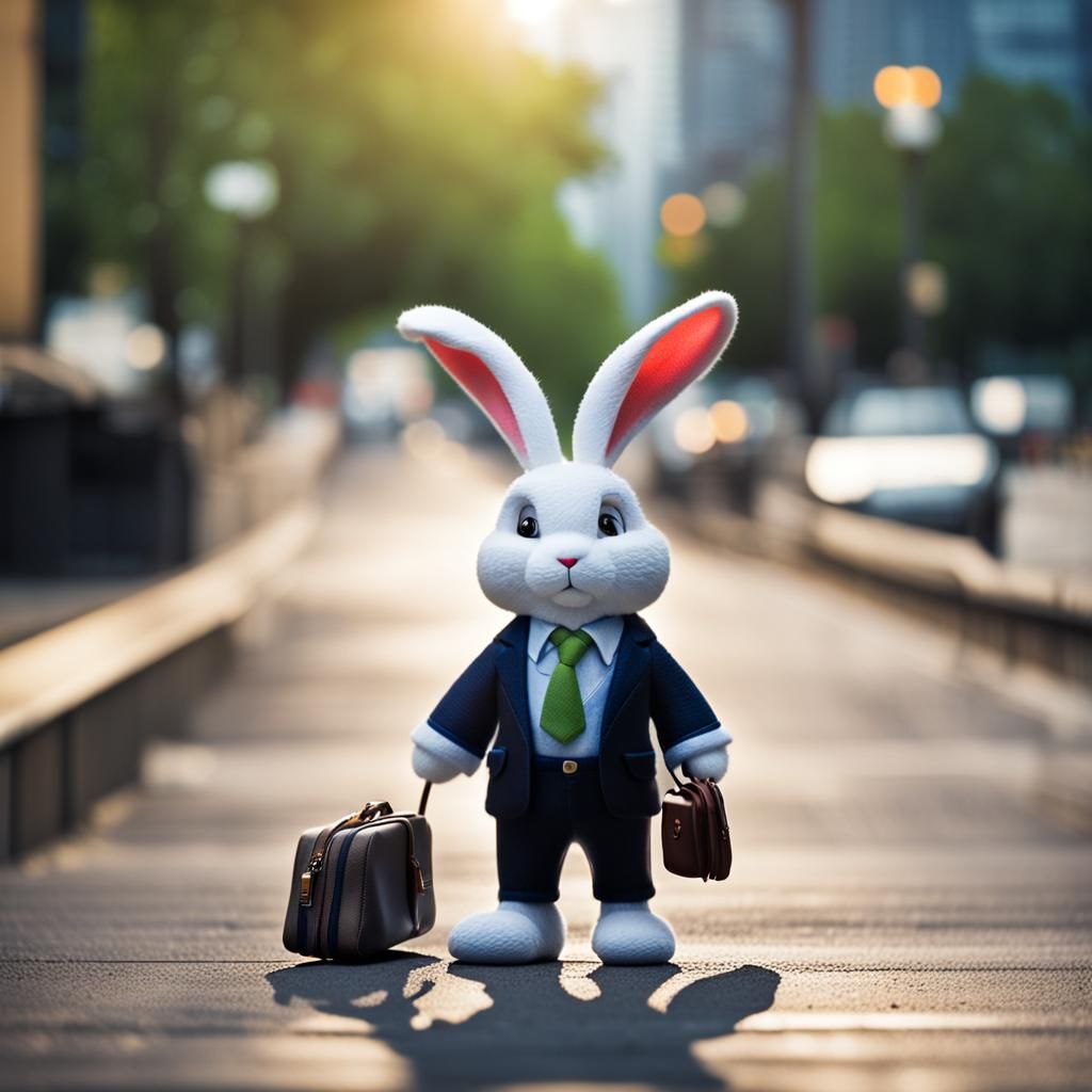 Exhausted Playboy Rabbit Commuting: Professional Photography