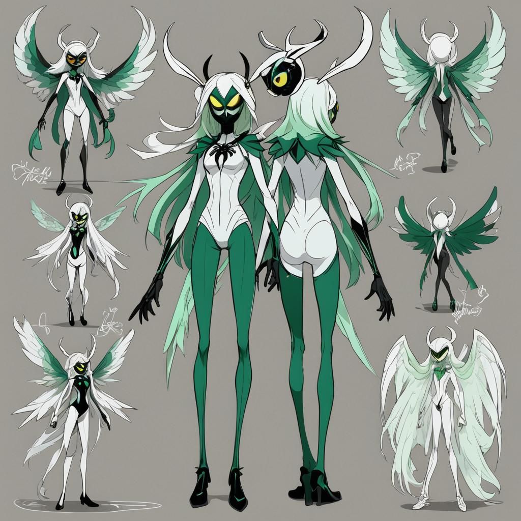 Hazbin Hotel Style Spider Angel Reference Sheet