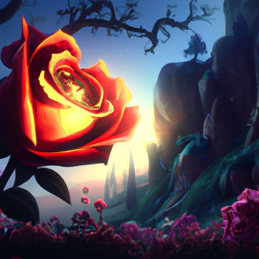 Beauty and the Beast Rose: Dramatic Digital Painting