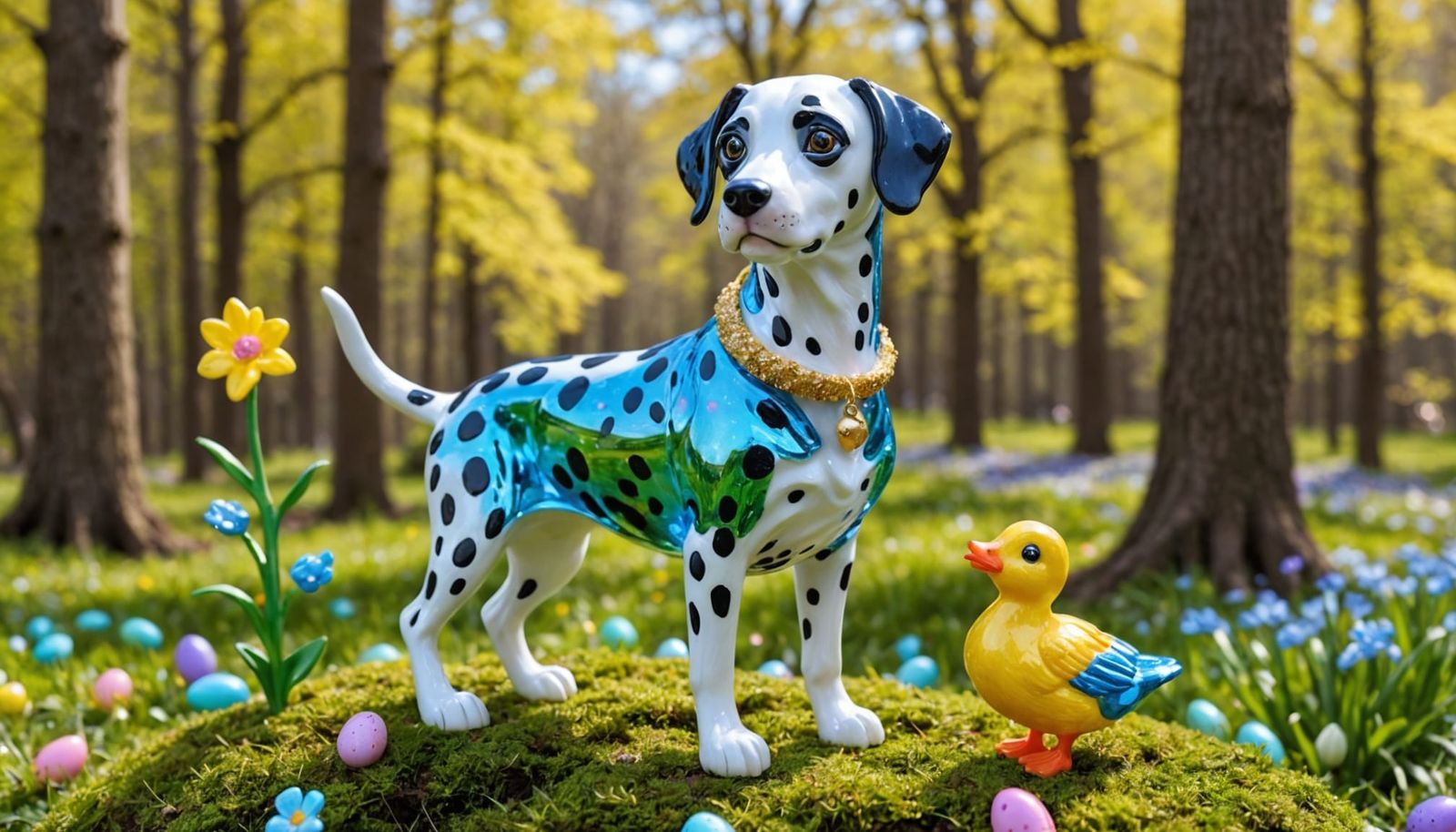 Majestic Easter Dalmatian in Iridescent Forest