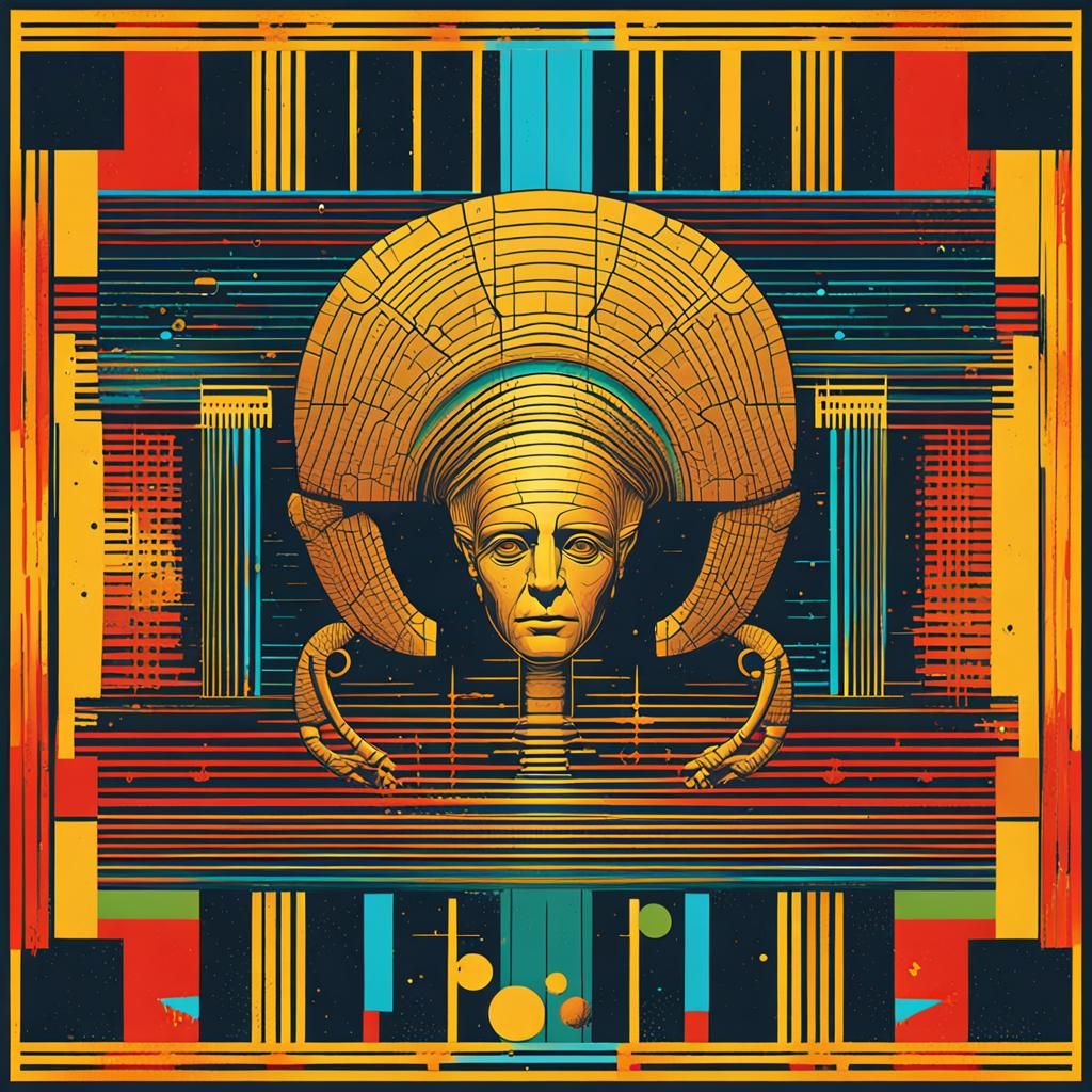 Ancient Alien Archeology in Pop Art Style