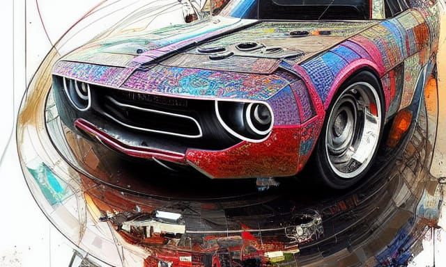 Futuristic Muscle Car Made of Salvaged Parts