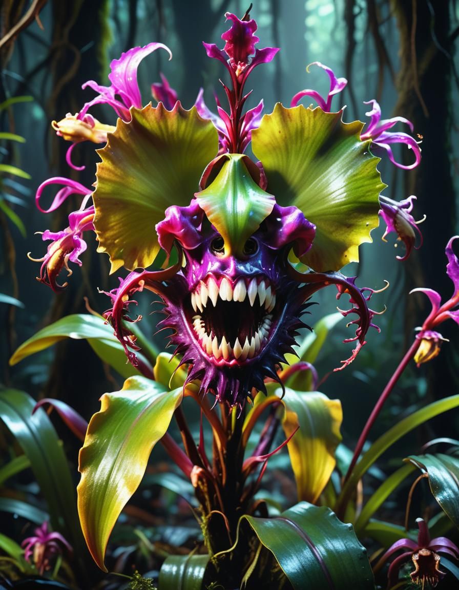 Cannibal Orchid in Mystical Forest: Concept Art