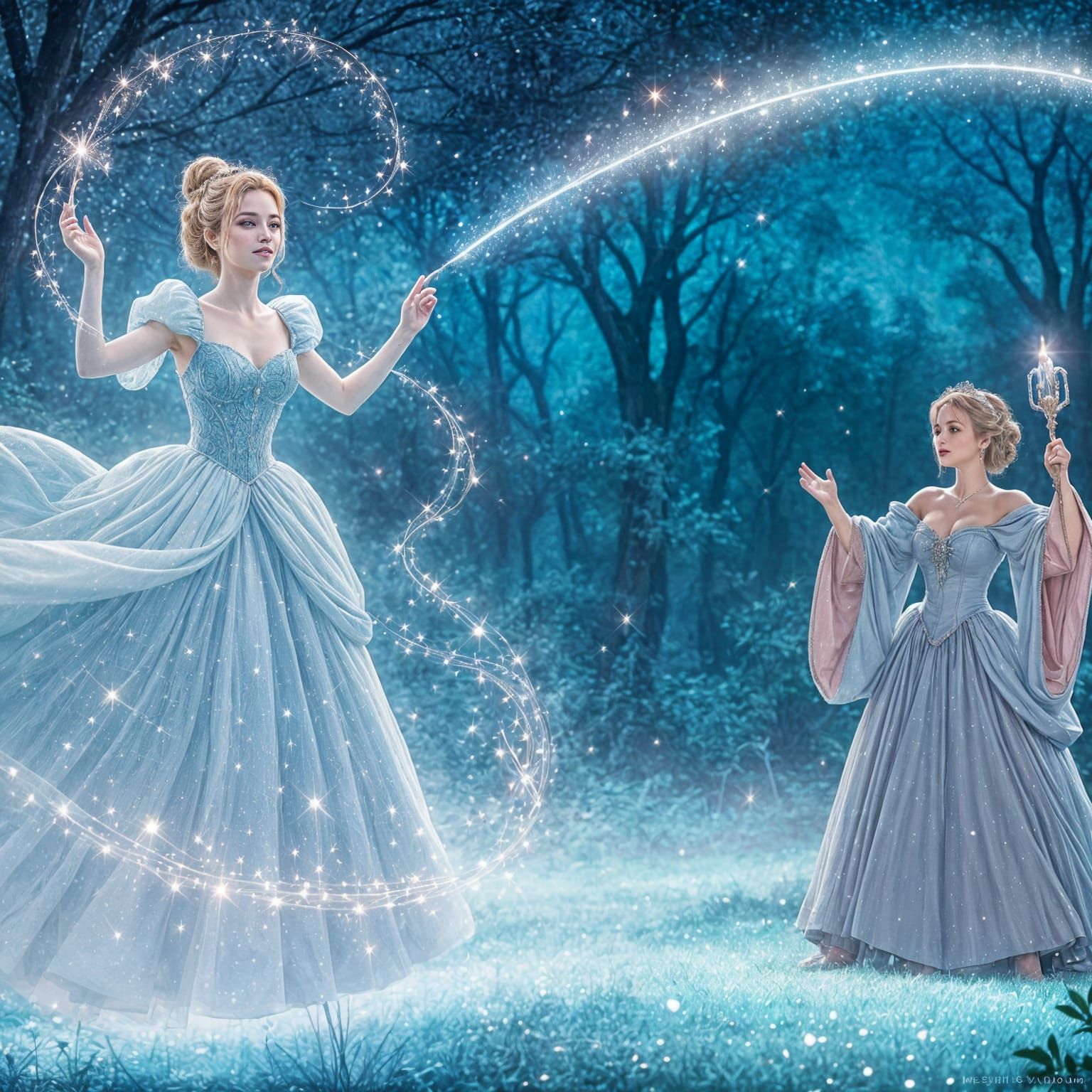 Cinderella's Magical Transformation in Mystical Forest
