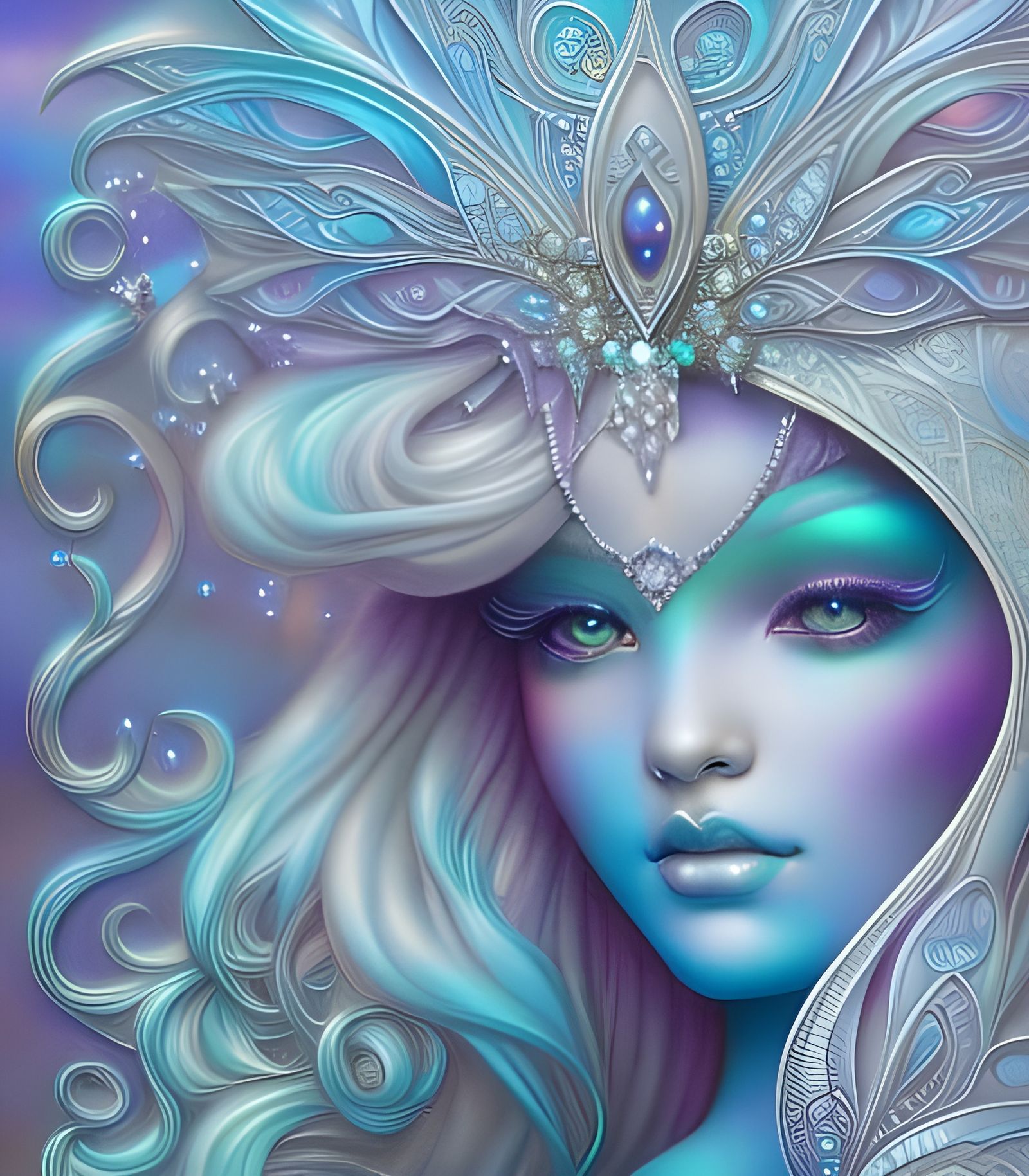 Magical Pearlescent Woman in Iridescent Hues