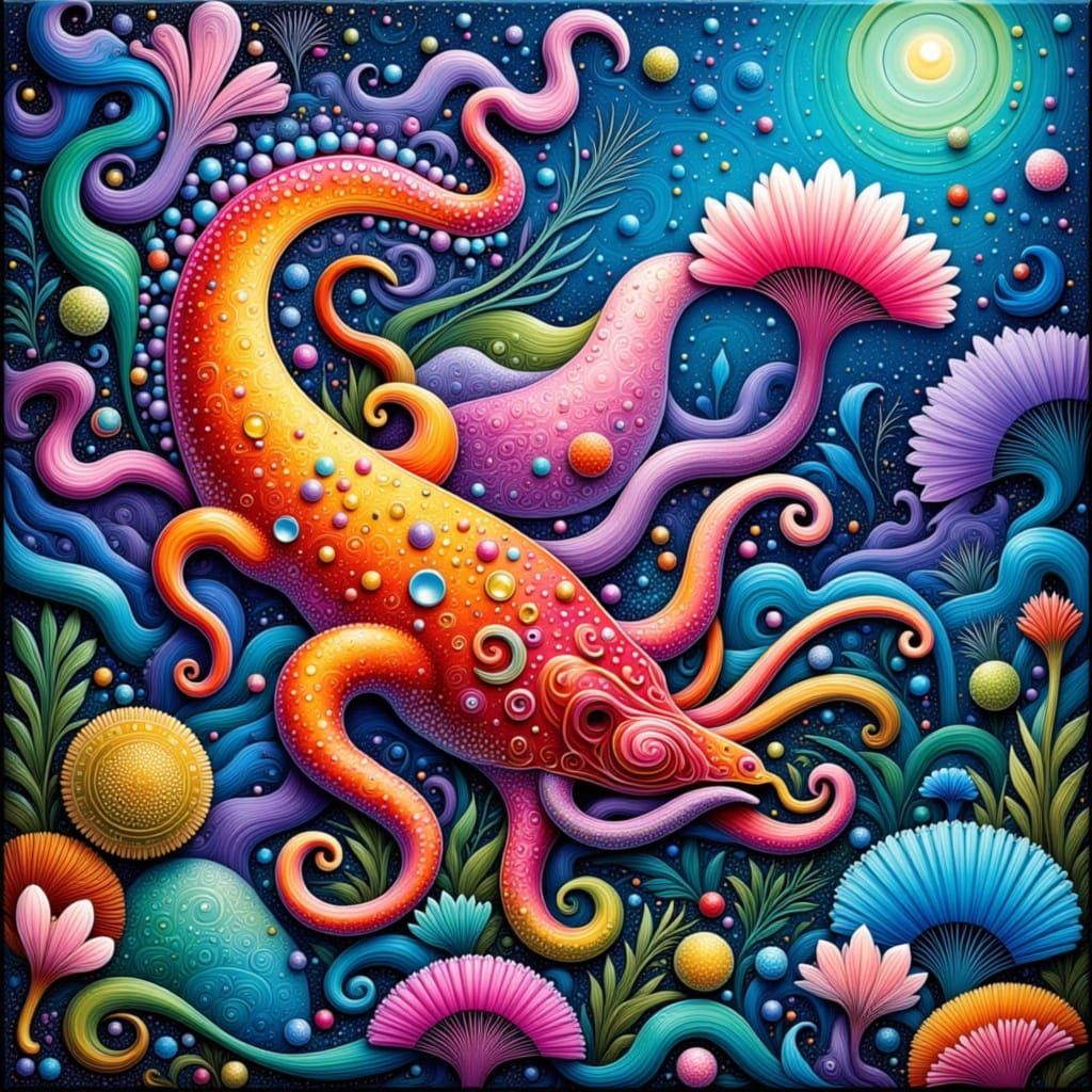 Transforming Foam Pad with Sea Cucumber Painting