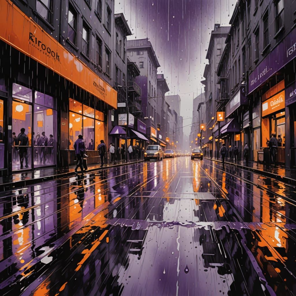 Intricate Hyperdetailed European Art in Vibrant Purple and O...