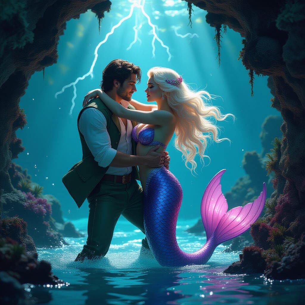 Man Rescues Mermaid from Collapsing Coral Arch During Lightn...