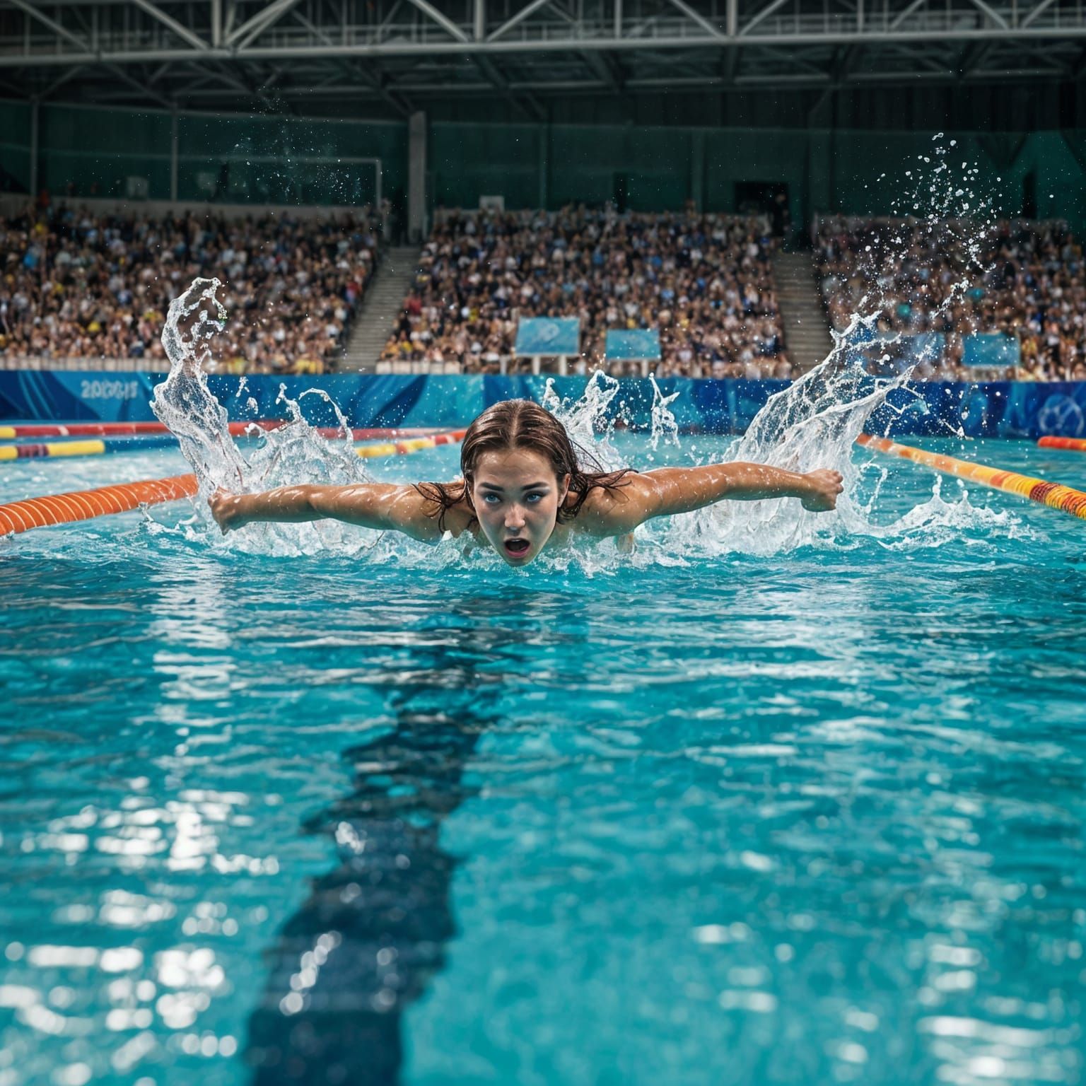 Mermaids Compete in Butterfly Swimming at the Olympics