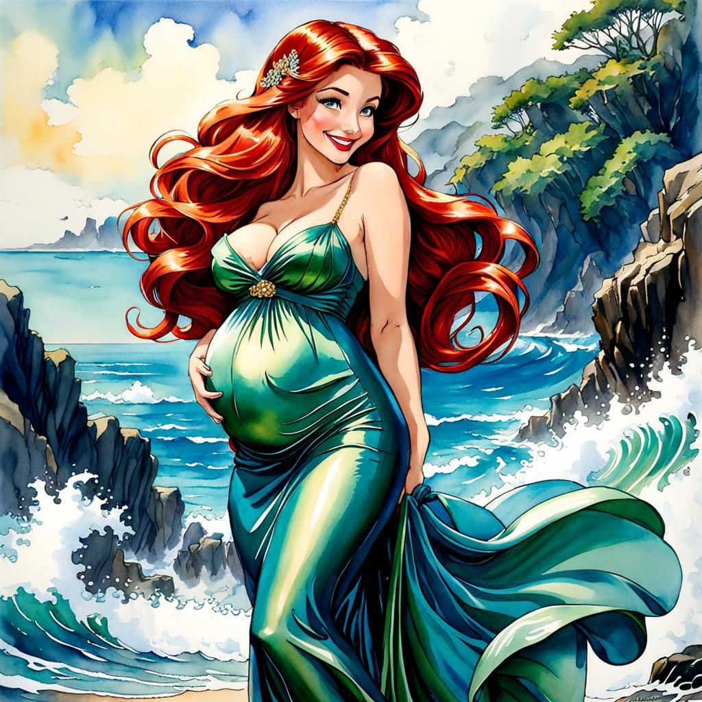 Cute pregnant Ariel from The Little Mermaid