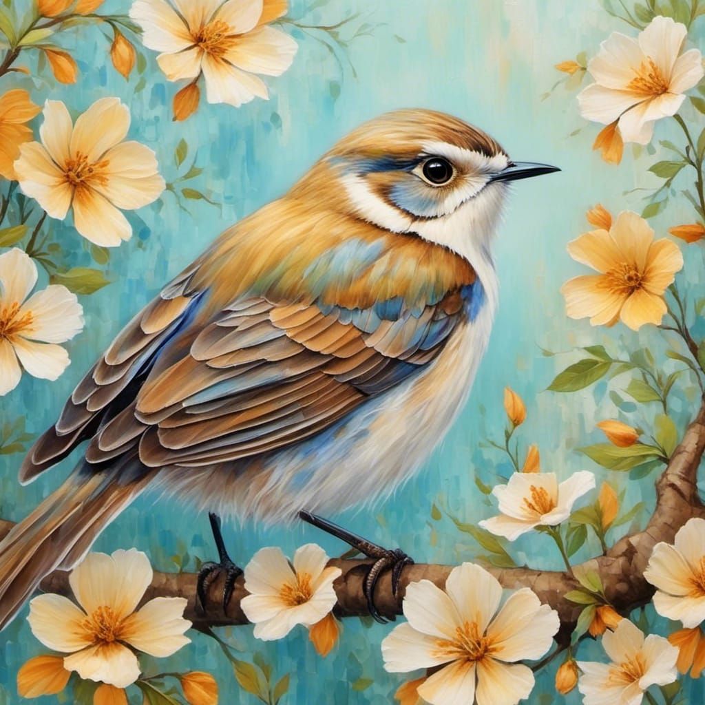 Bird in Spring: Impressionistic Style