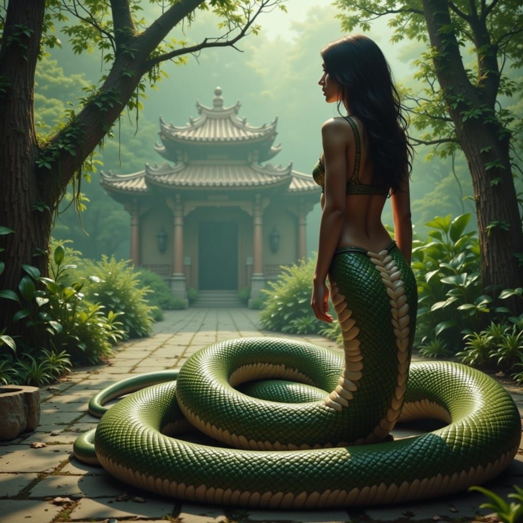 Naga: Serpent Woman Guardian of Ancient Temple