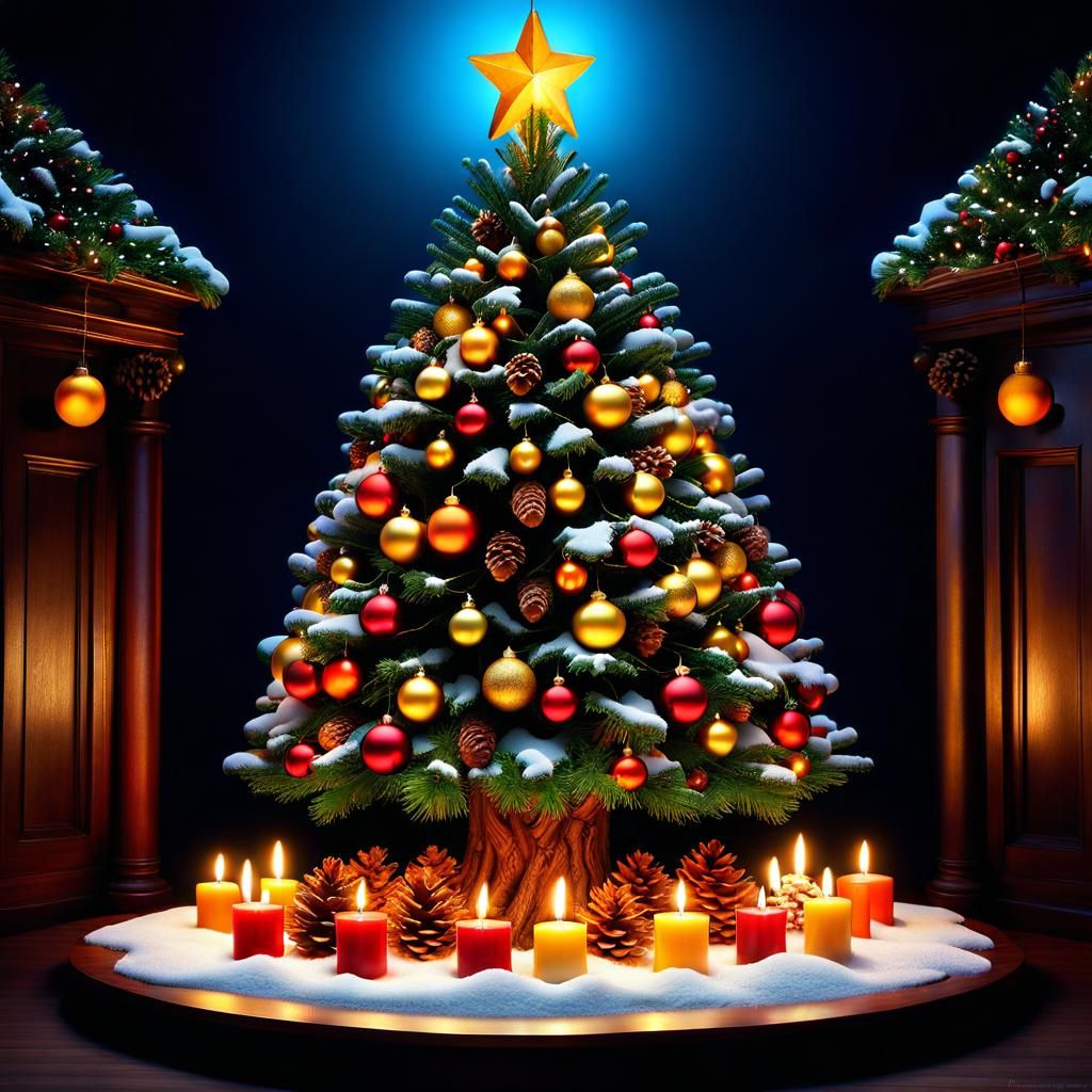 Magical Christmas Decorations in Hyperrealist Style