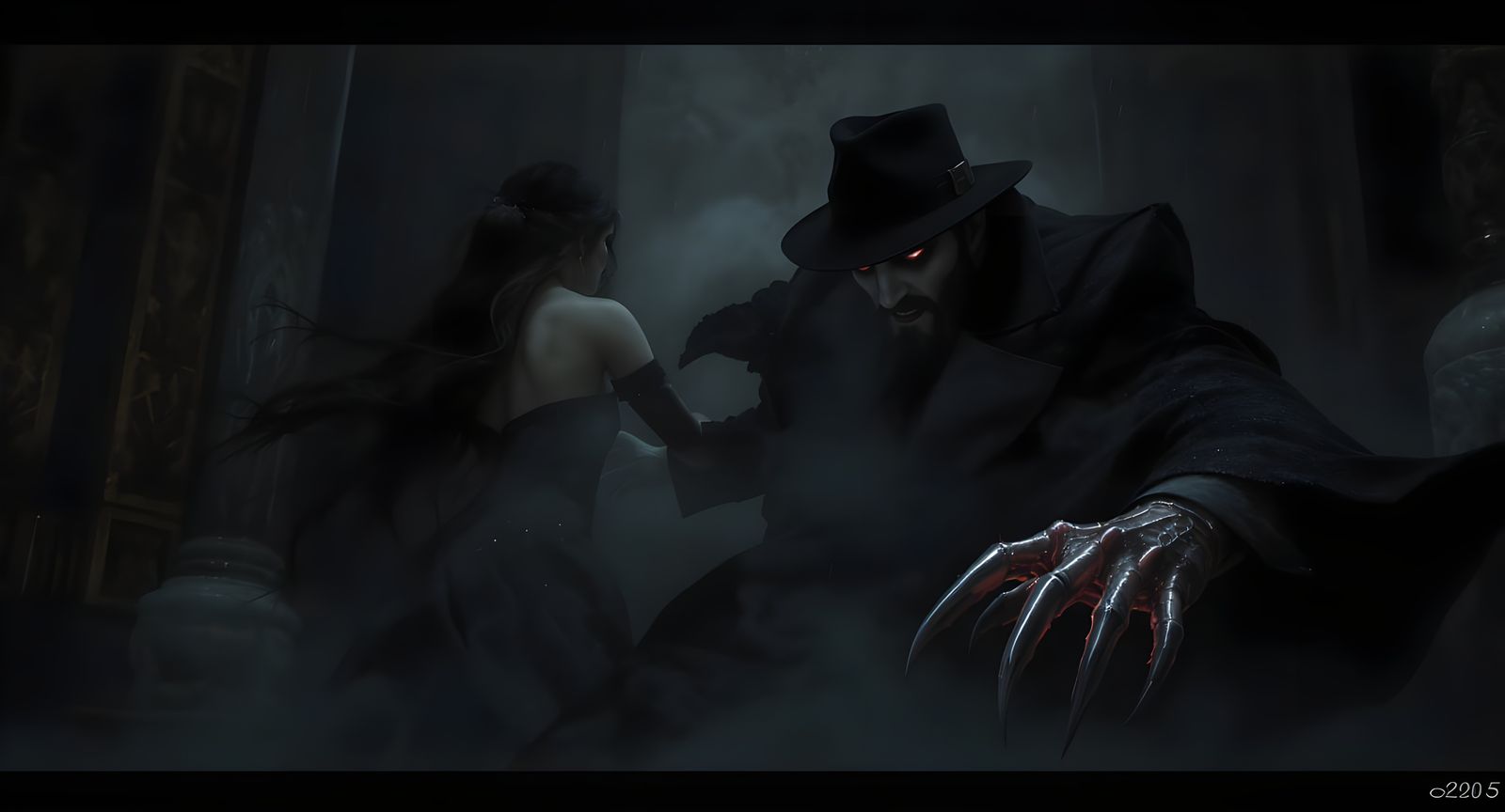 Ominous Stalker in Dark Fantasy Horror Scene