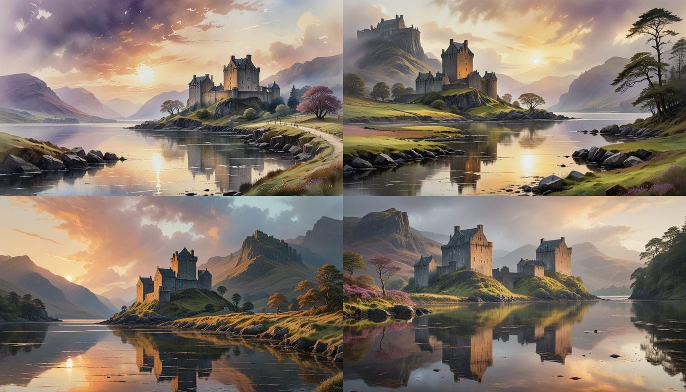 Eilean Donan Castle at Dawn in Scottish Highlands