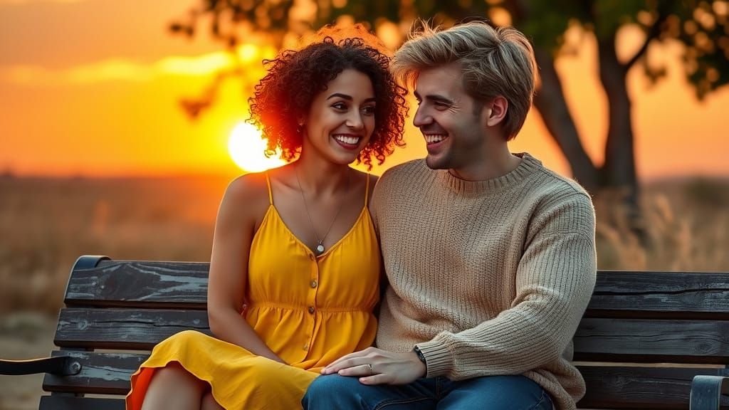Two Friends Sharing a Joyful Moment at Sunset